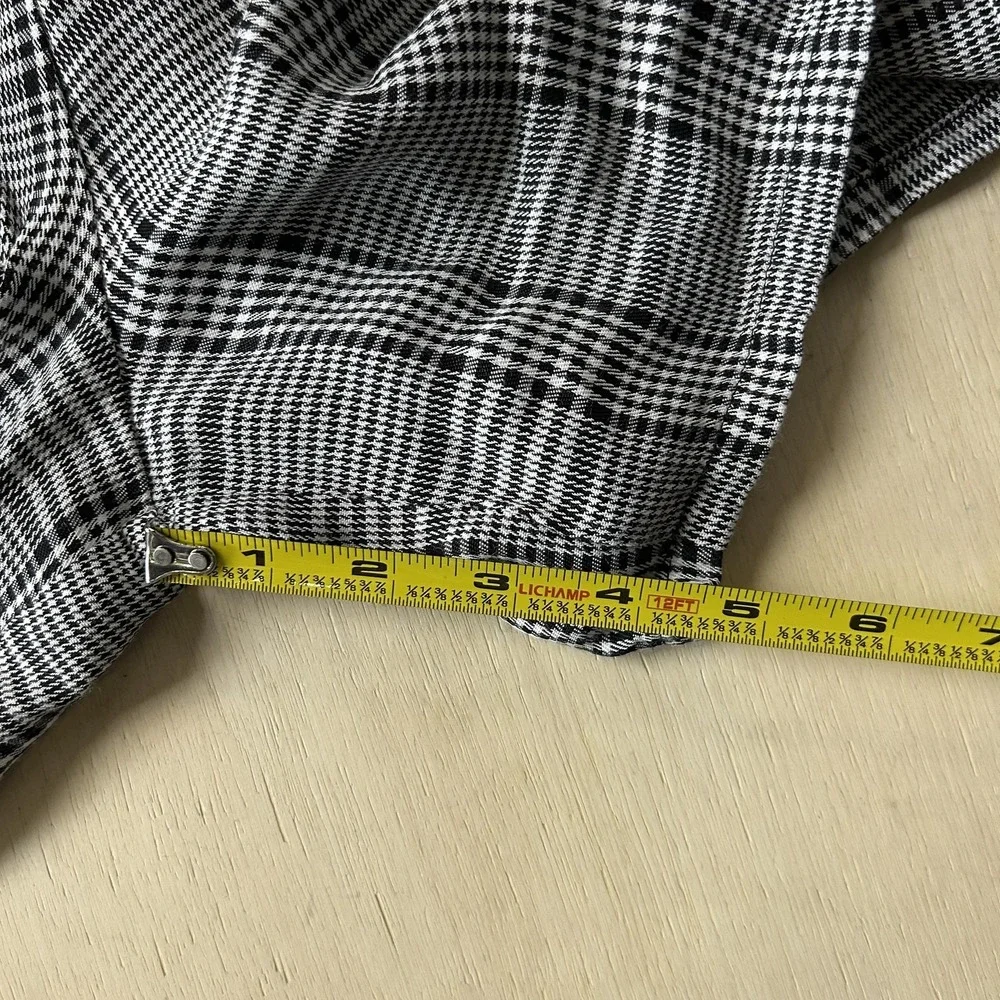 Vintage My Michelle Paperbag Shorts Womens M Black Houndstooth Twill Elastic